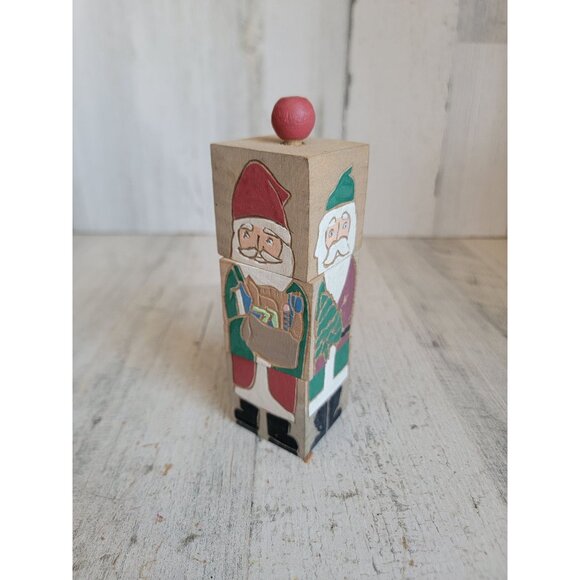 Vintage changing Santa block wooden home decor unique Xmas figure - Picture 2 of 8